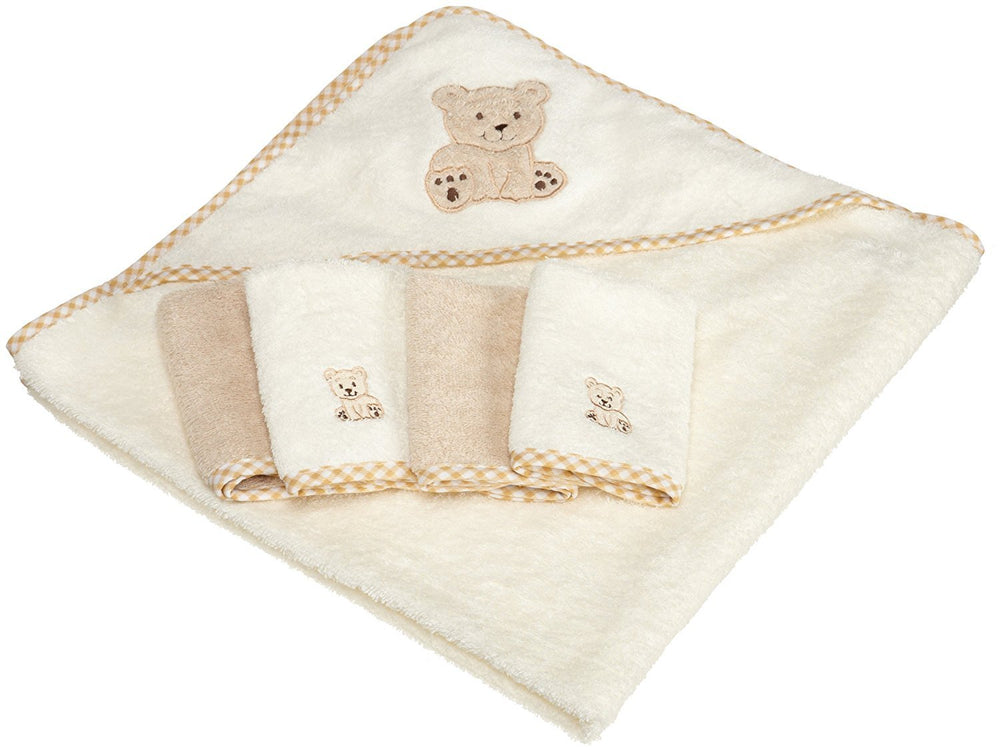 Spasilk baby hooded towel front view shows plush terry for quick, gentle drying.