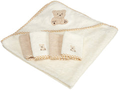 Spasilk baby hooded towel front view shows plush terry for quick, gentle drying.