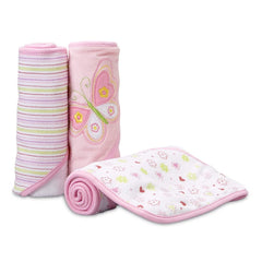 Spasilk Baby hooded towel with pink butterfly applique, cozy post-bath comfort for newborns.
