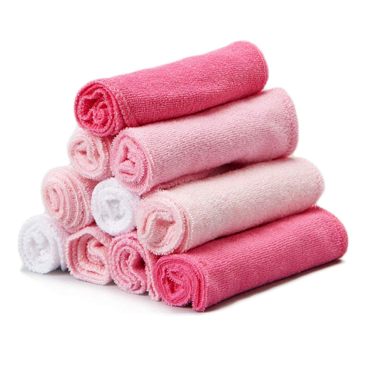 Spasilk baby washcloth pink pack 10 with cheerful prints for bath time