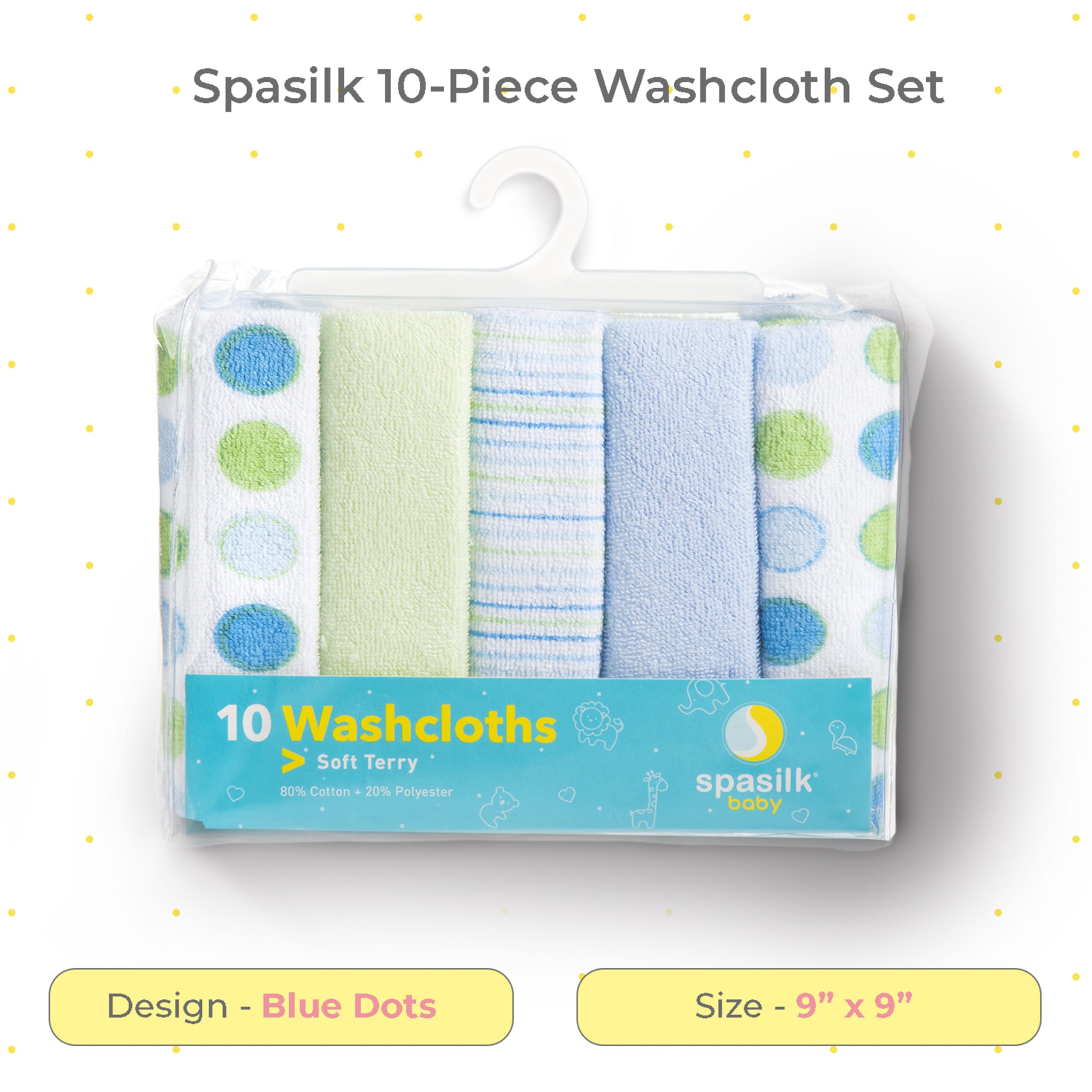 Spasilk baby washcloth set with colorful prints brightens mealtime cleanups