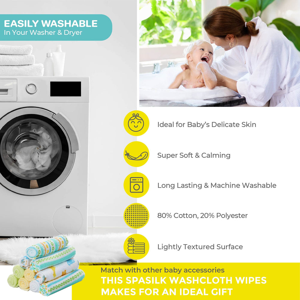 Spasilk baby washcloths yellow lines gift-ready image hints at practical baby shower gift