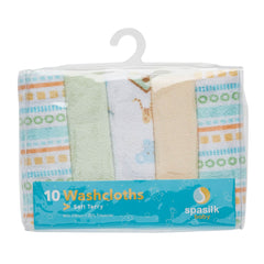 Spasilk baby washcloths yellow lines texture closeup emphasizes easy grime removal with soft terry