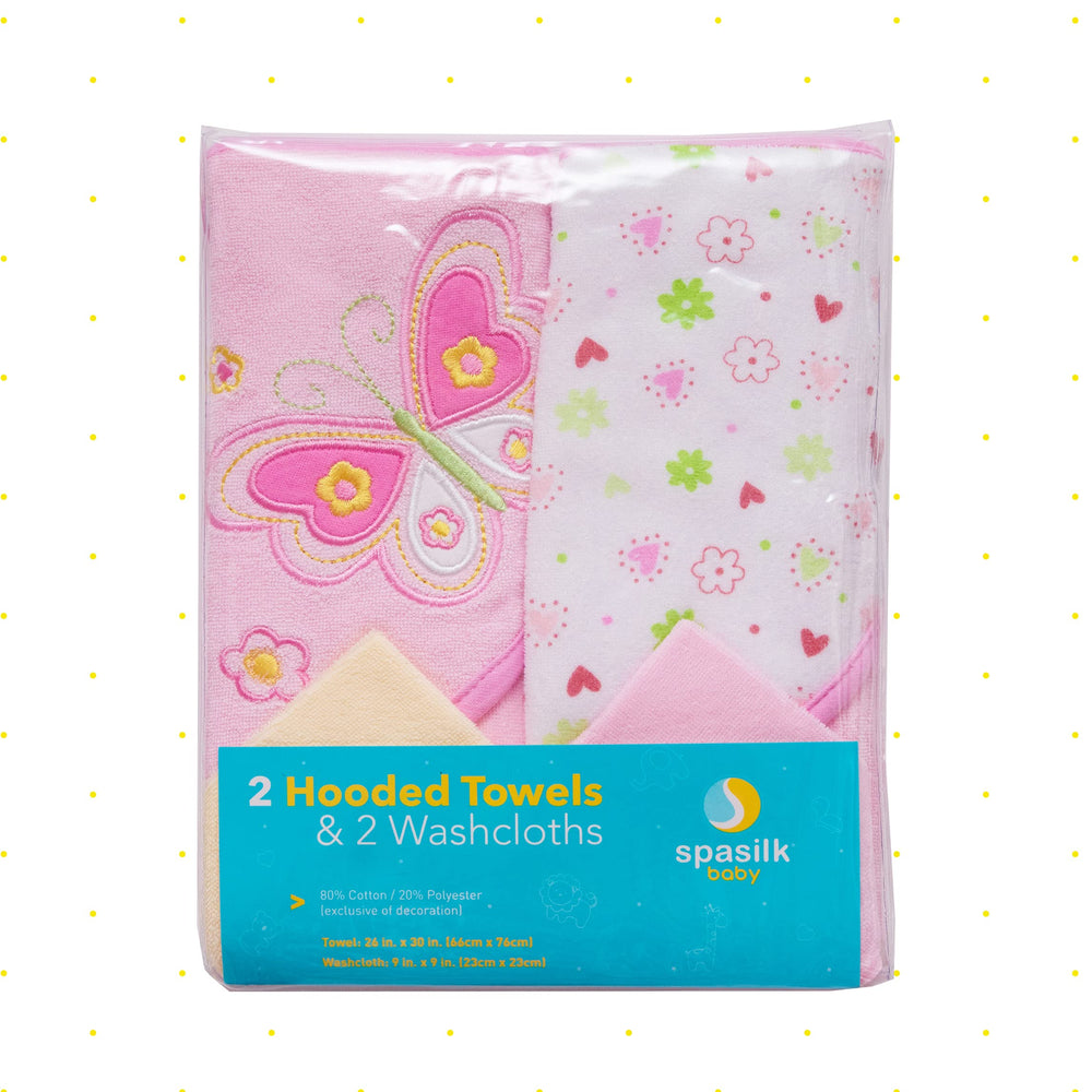 Spasilk baby washcloths 9x9 pink butterfly—gentle textured cleansing for delicate skin