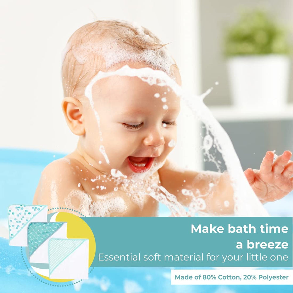 Spasilk bath time scene with towels and washcloths ready for routine
