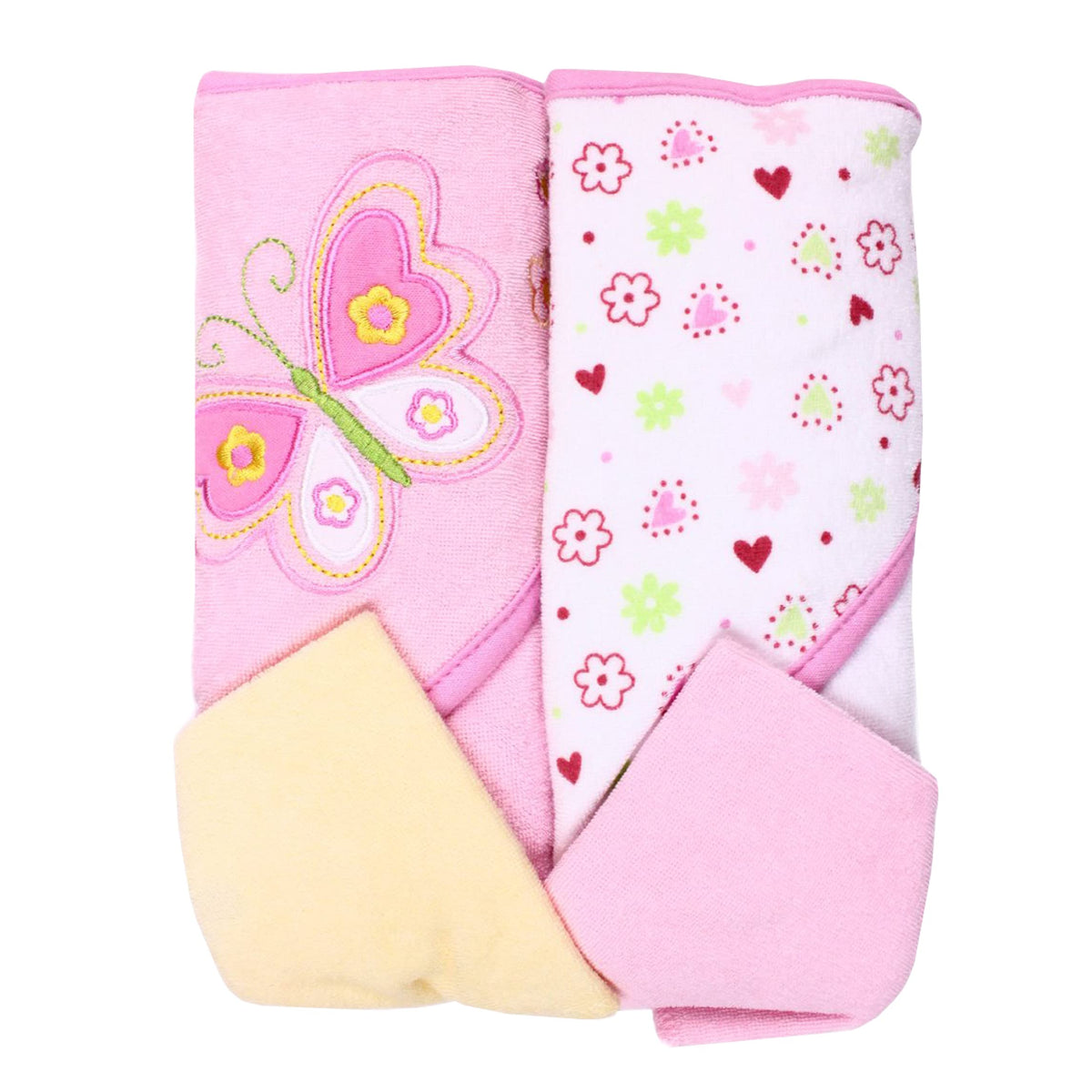 Spasilk bath towels hooded pink butterfly set—cozy newborn bath accessory for quick drying