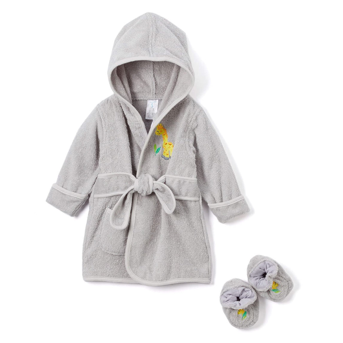 Spasilk hooded bathrobe in terry keeps baby warm after bath.