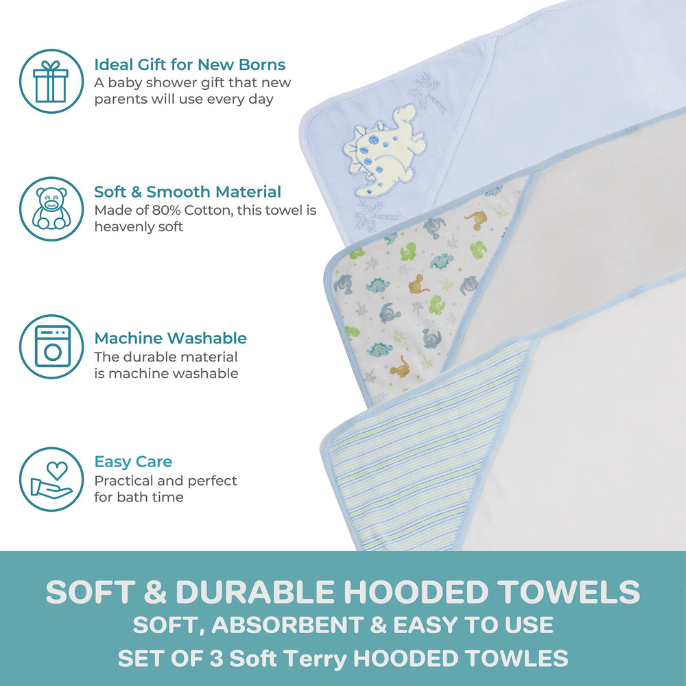 Spasilk hooded towel 3-piece set product image demonstrates generous size for growing babies