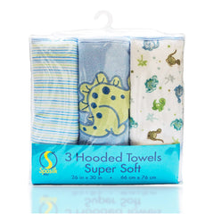 Spasilk hooded towel blue dino closeup highlights ultra-soft terry for newborn skin