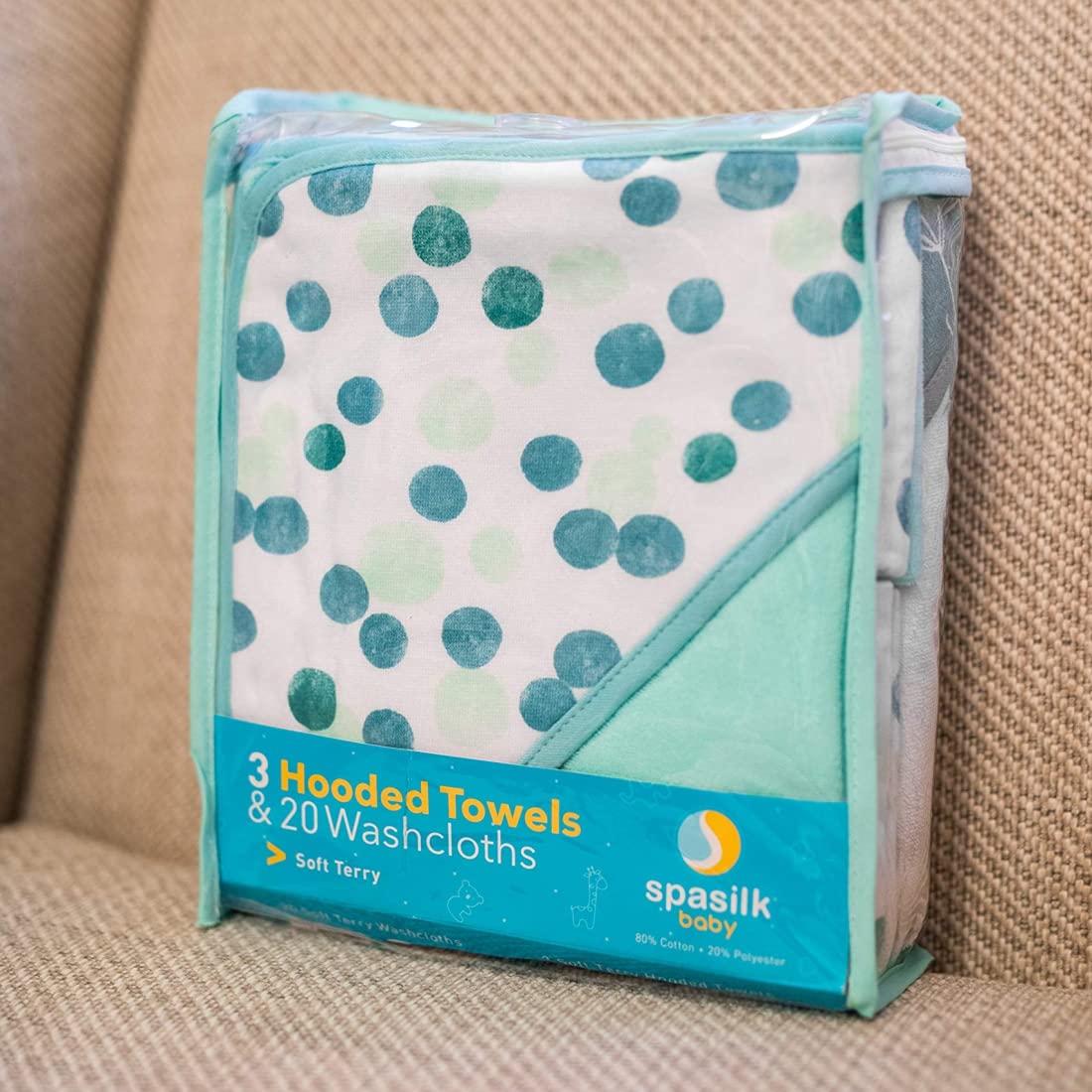 Spasilk hooded towel on baby showcases cozy wrap after bath