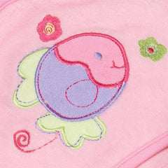 Spasilk hooded towel pink prints show coordinated appliques for cute bath moments.