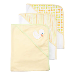 Spasilk hooded towel yellow duck 3pc set keeps newborn warm and dry after bath