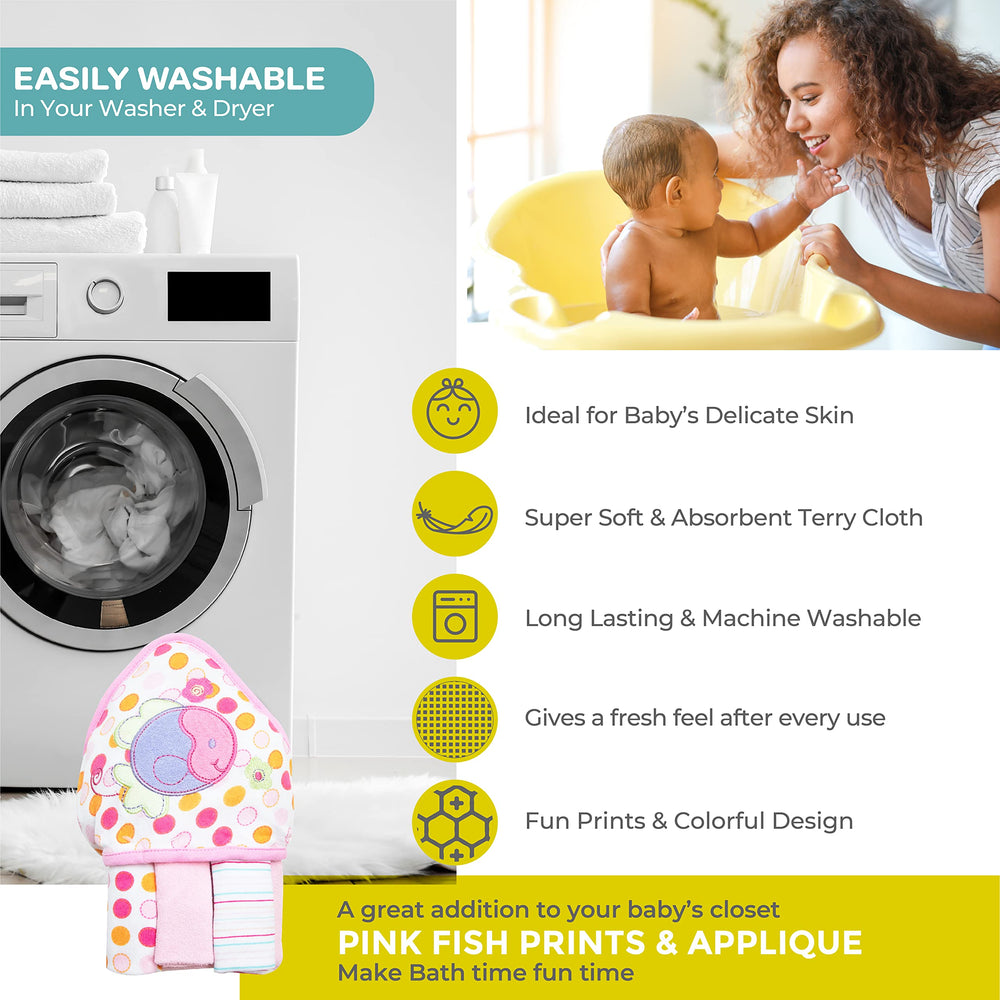 Spasilk pink fish applique design adds cheerful bath-time charm