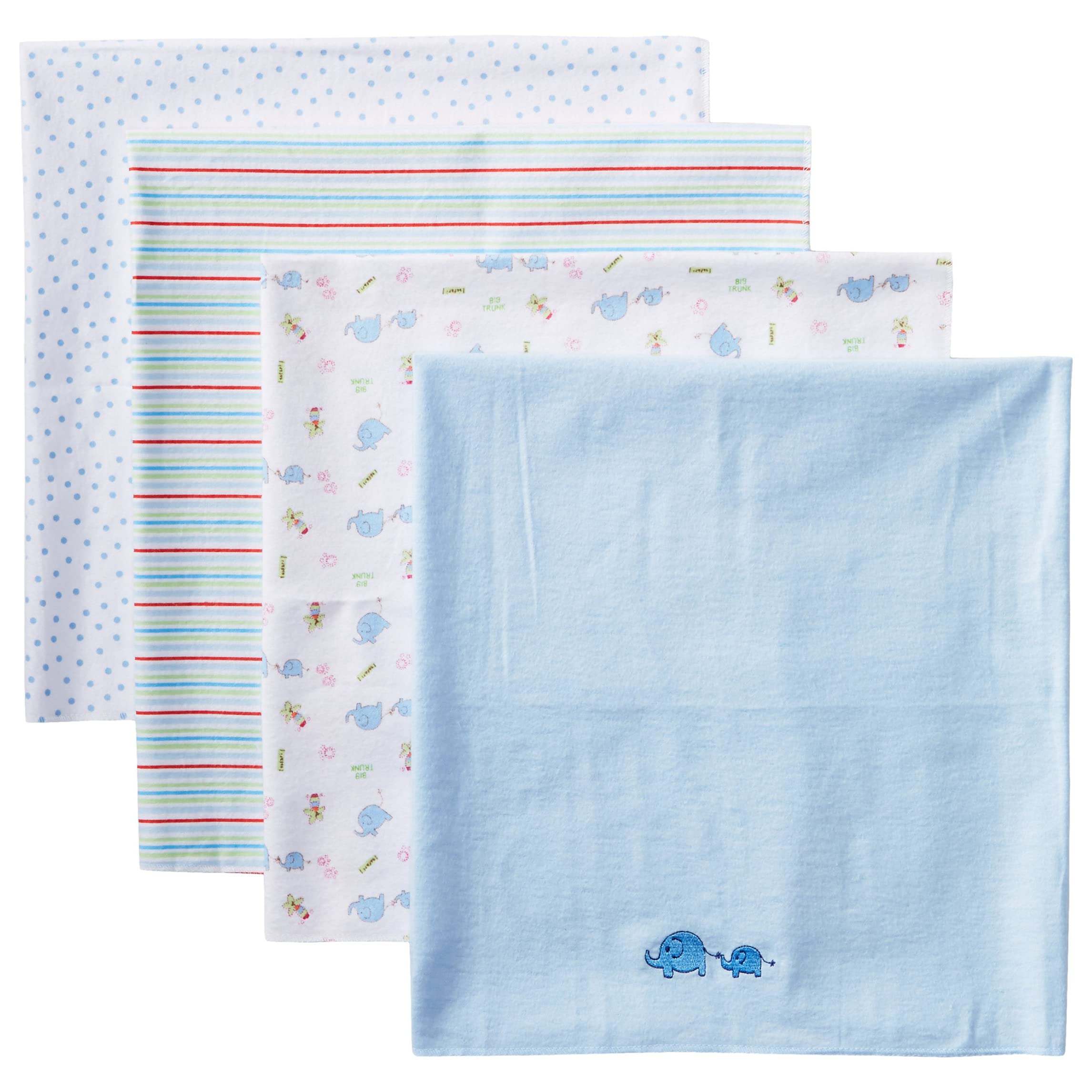 Spasilk Receiving Blanket blue pack four offers ultra-soft warmth for on-the-go snuggles.