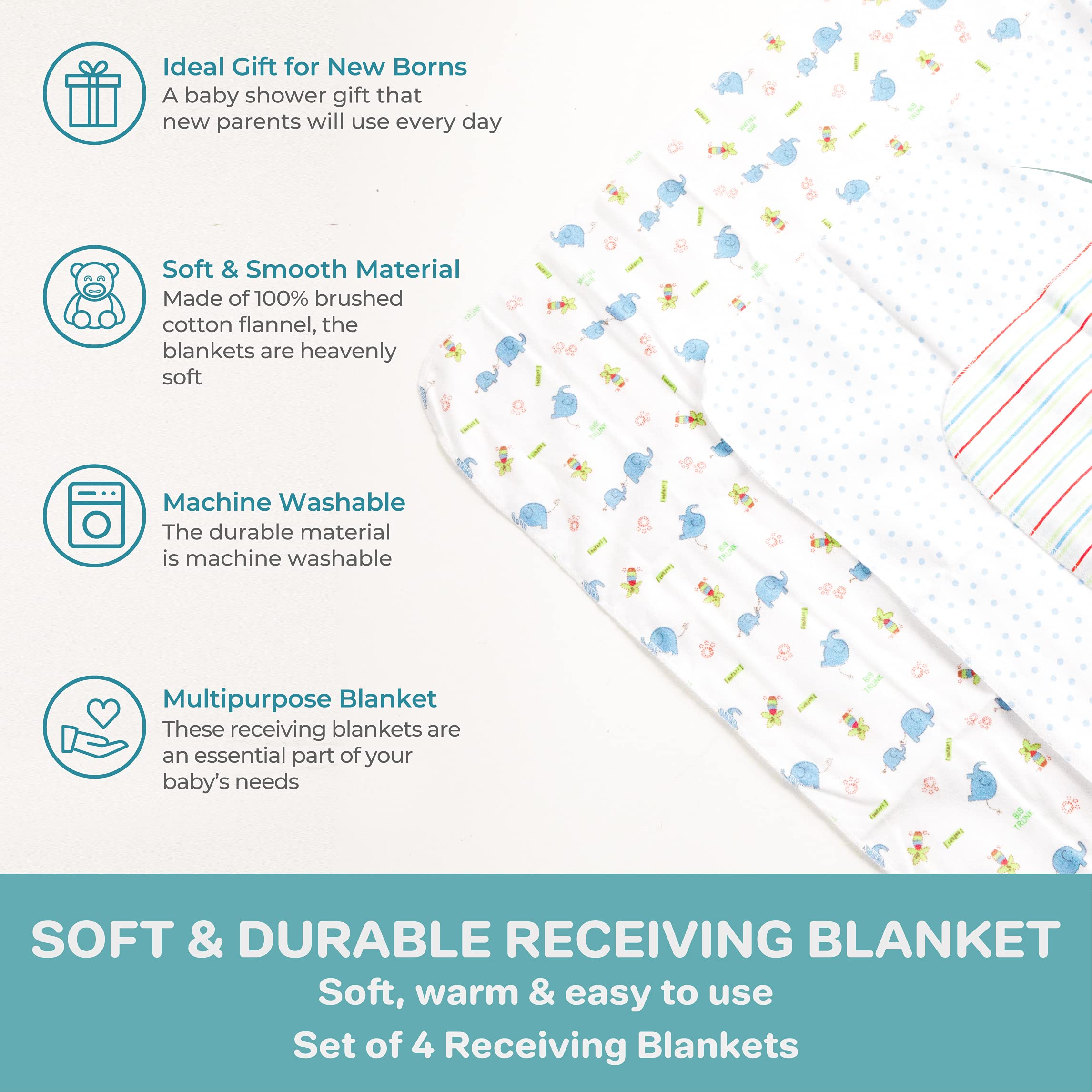 Spasilk Receiving Blanket blue washable-30x30 designed for easy machine care.