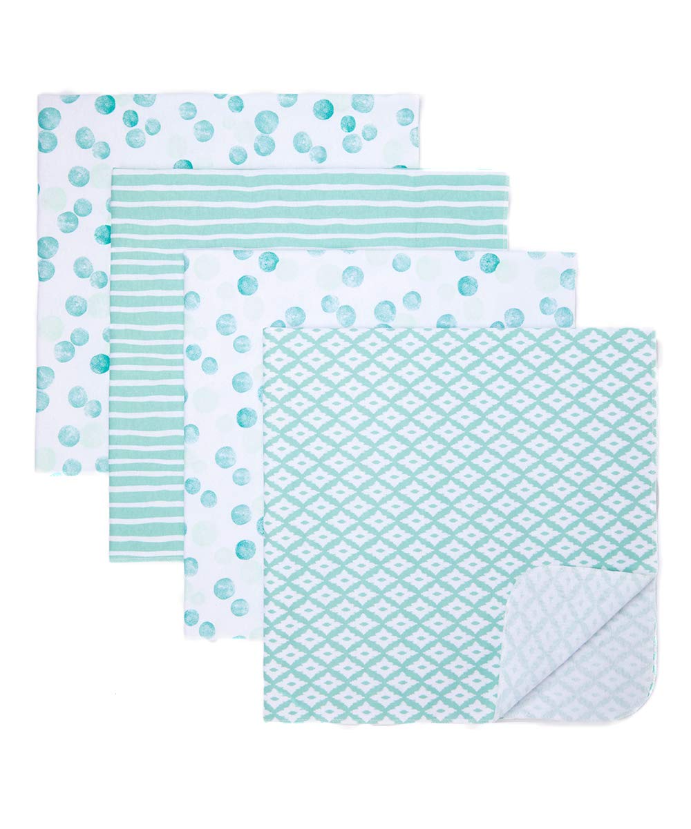 Spasilk receiving blanket green dots pack front view highlights soft cotton flannel warmth