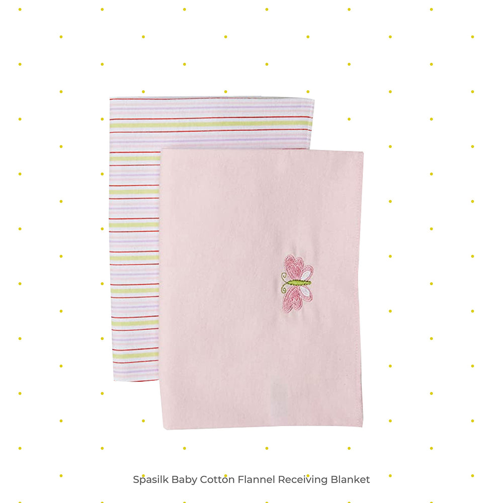 Spasilk pink blanket in car-seat scene illustrating on-the-go warmth