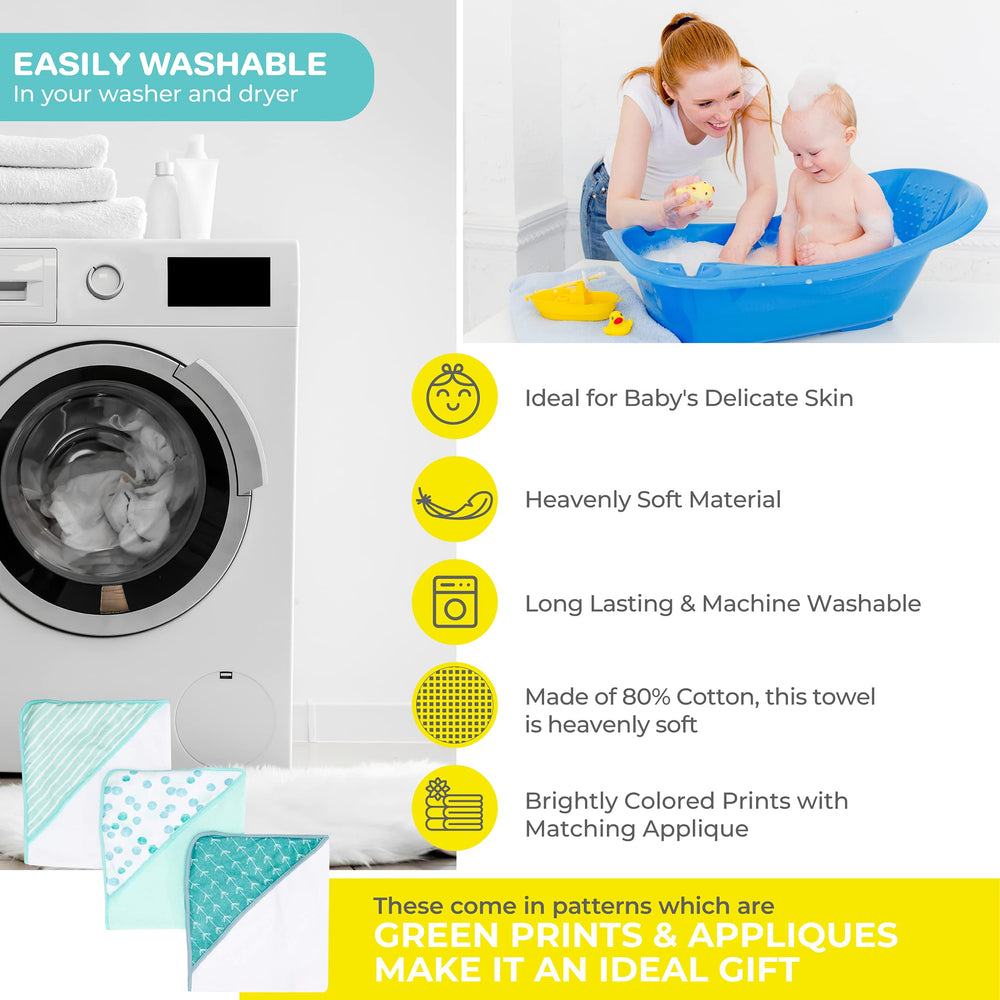 Spasilk hooded towel close-up shows machine-washable convenience after bath times.