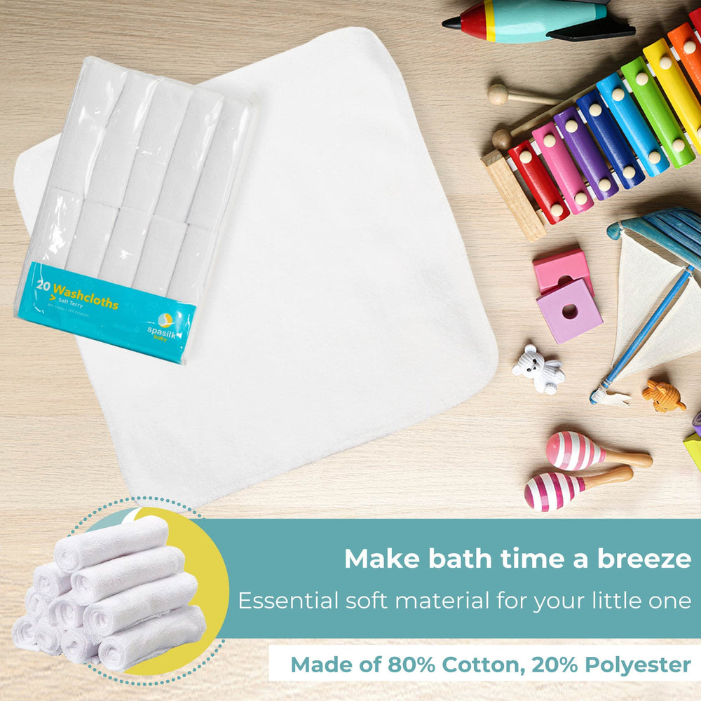 Spasilk washcloth daily-use image emphasizes spill cleanups and care.
