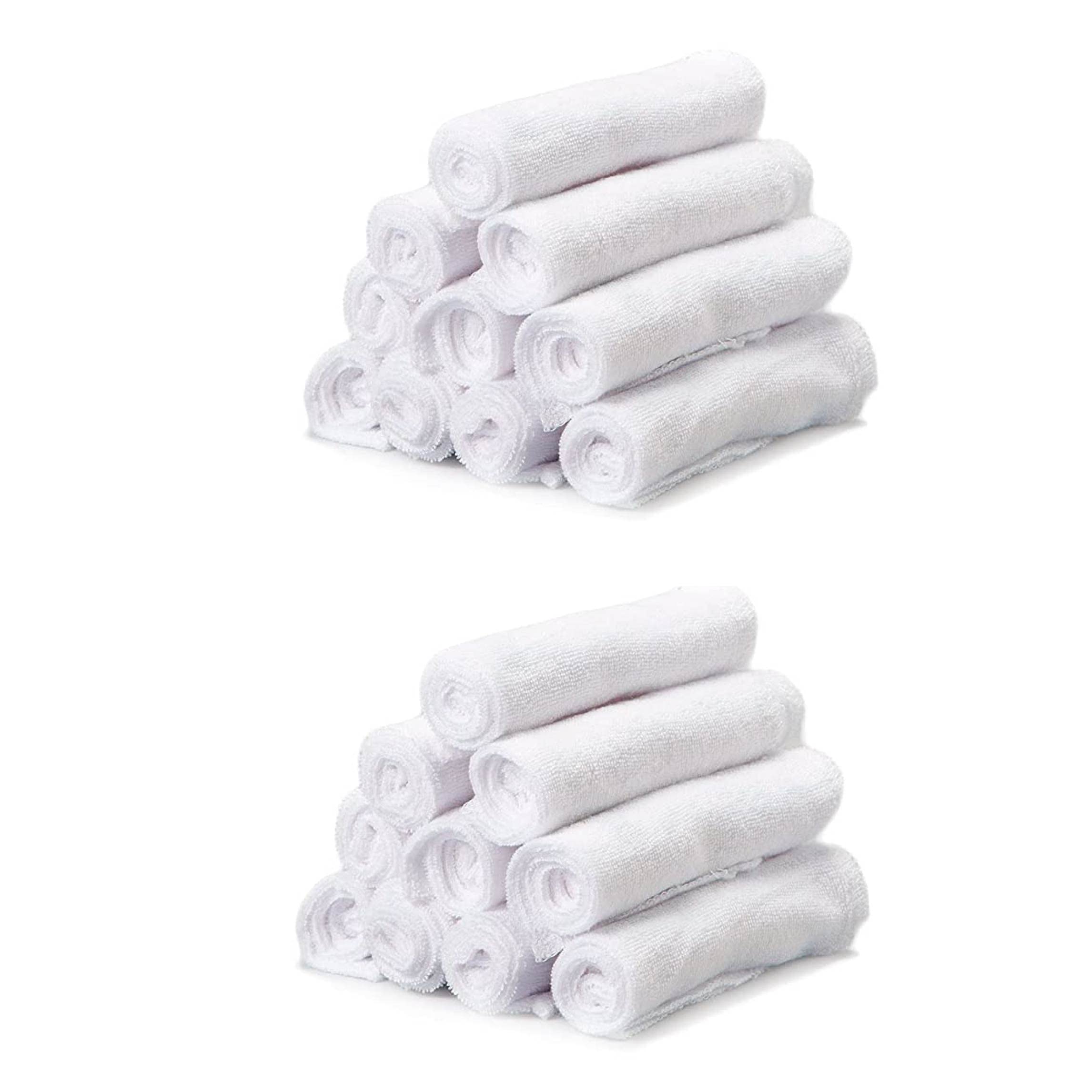 Spasilk washcloths white 20-pack ideal for newborn baths and nursery care.