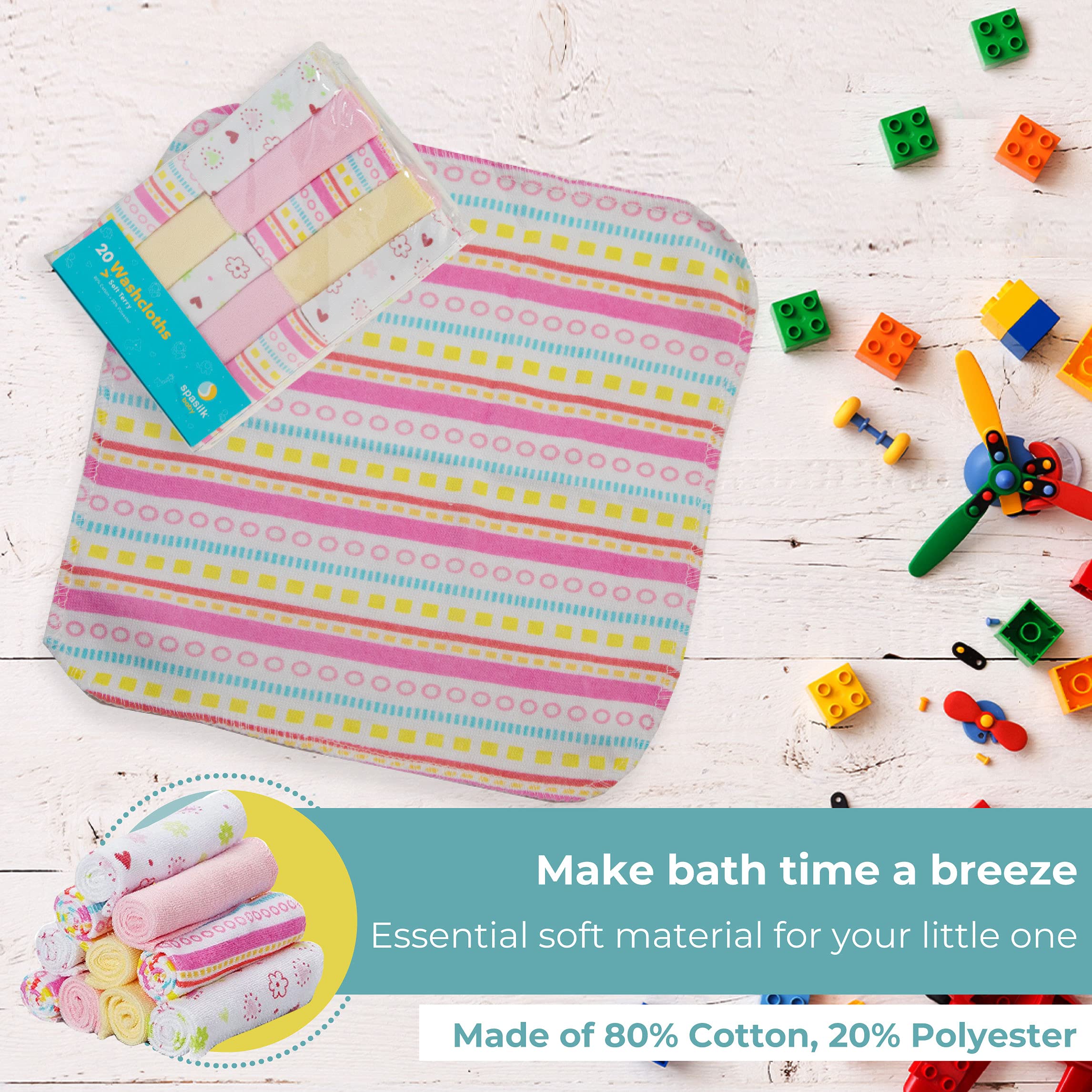 Spasilk washcloth wipes baby-care 20-pack showcased for daily gentle care routines.