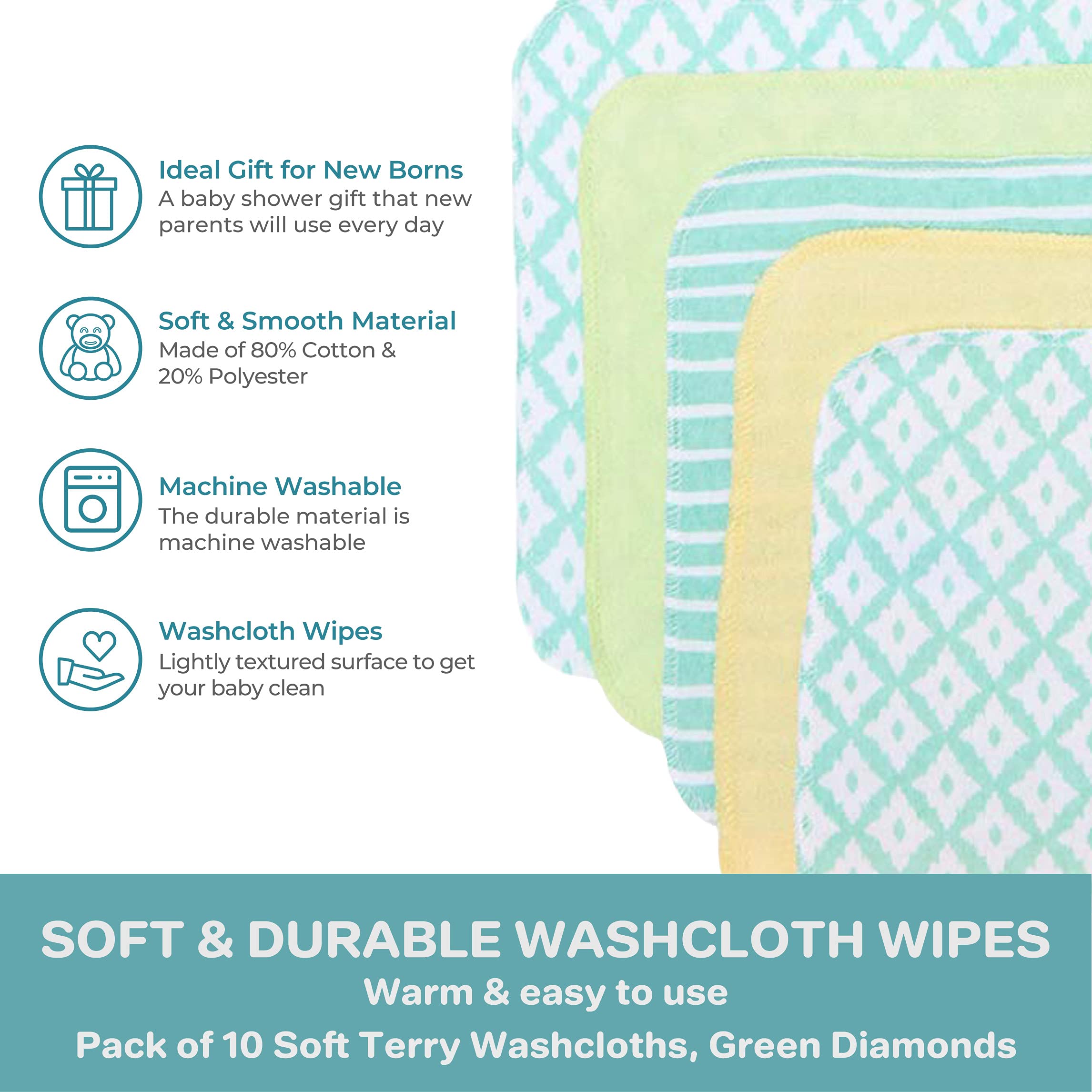 Spasilk green diamonds fabric for baby-friendly towels and wipes