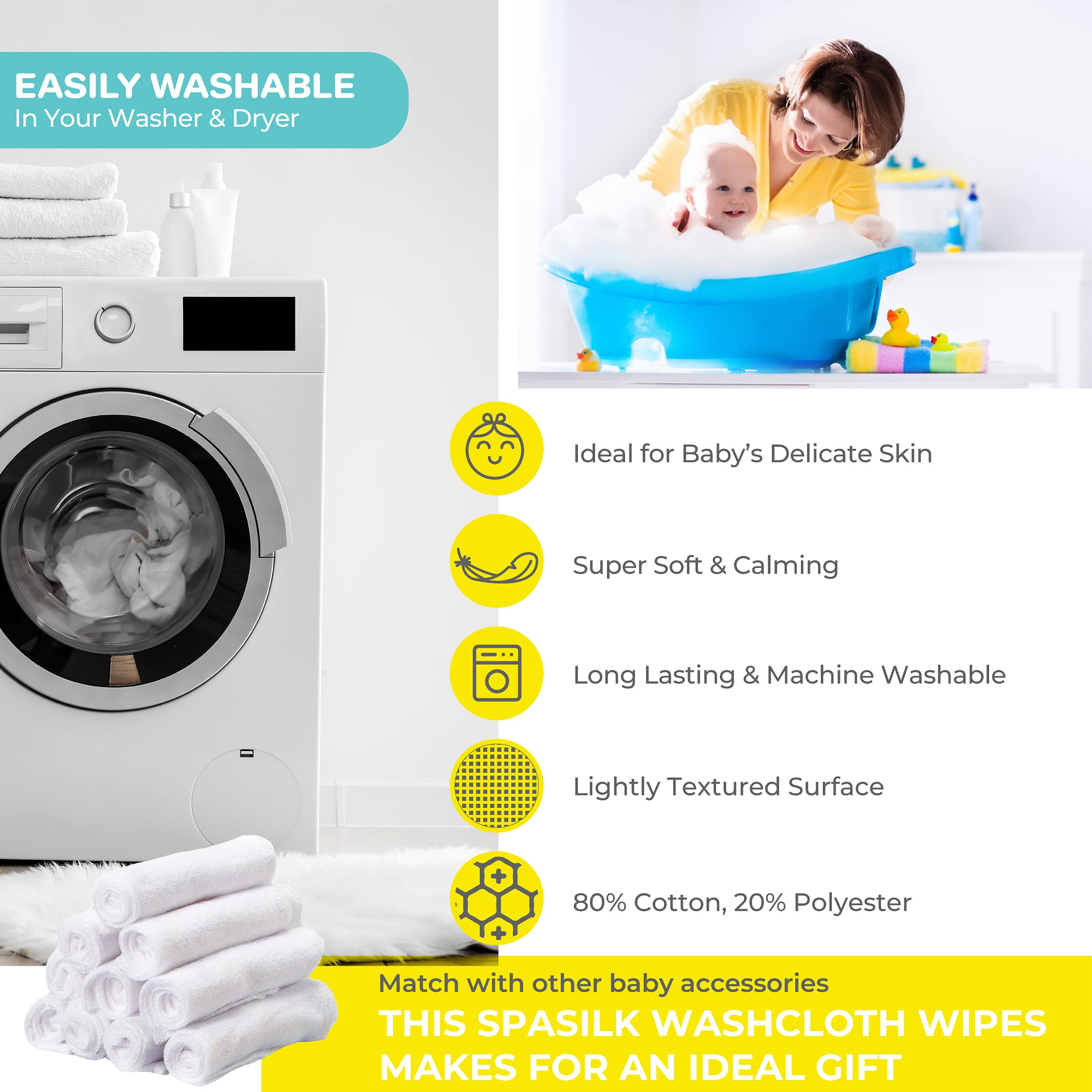 Spasilk washcloth wipes set gender neutral – ideal for boys and girls