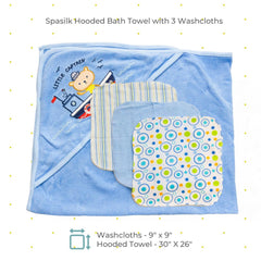 Spasilk washcloths blue sailor appliques soft and absorbent for soothing bath time