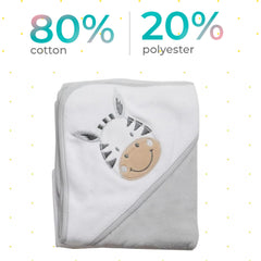 Spasilk washcloths white zebra appliques add playful bath time charm.