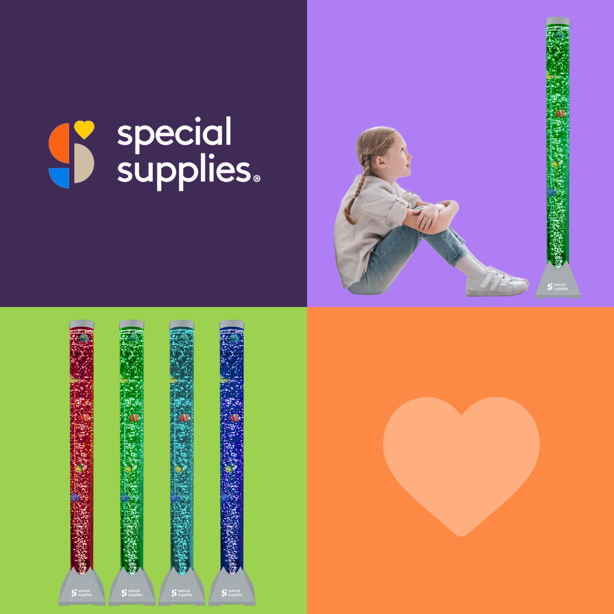 Special Supplies Aquarium Sensory Bubble Tube color-changing mode enhances playroom ambience