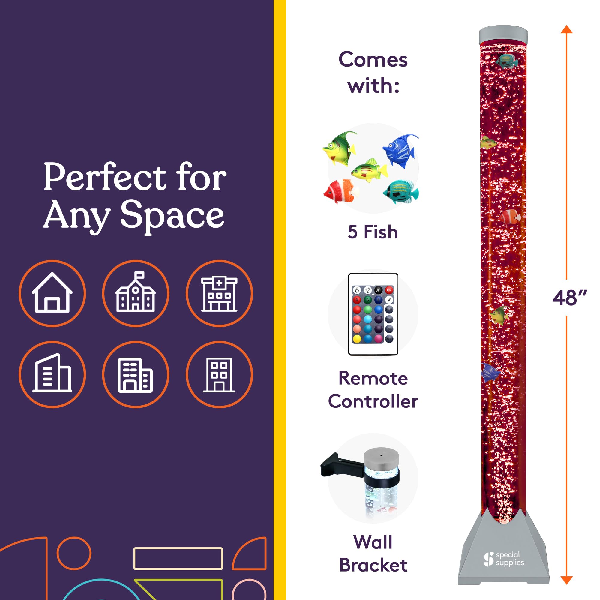 Special Supplies Aquarium Sensory Bubble Tube remote control demonstrates easy color change for personalized ambience