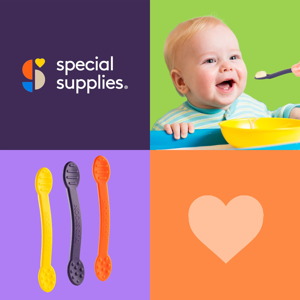 Special Supplies Duo Spoon dishwasher-safe design simplifies after-snack cleanup.