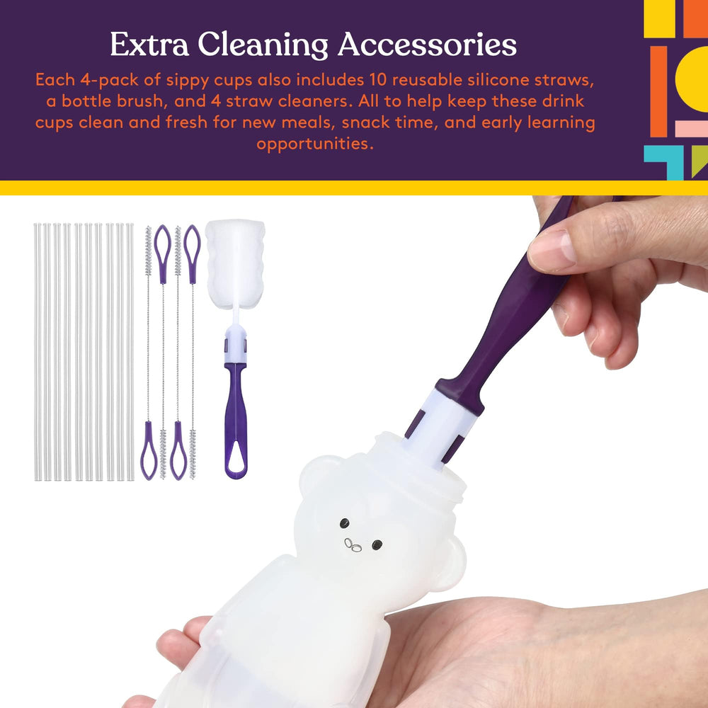 Special Supplies Honey Bear Straw Cup four-pack for convenient family mealtimes.