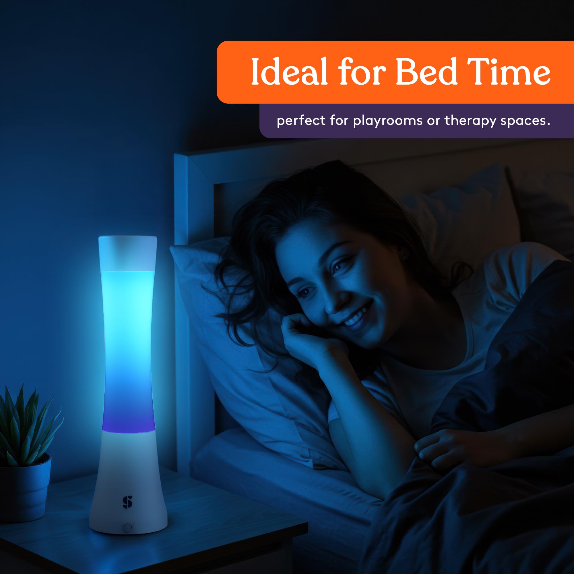 Special Supplies Sensory Light Lava Lamp in a bedroom setup for wind-down