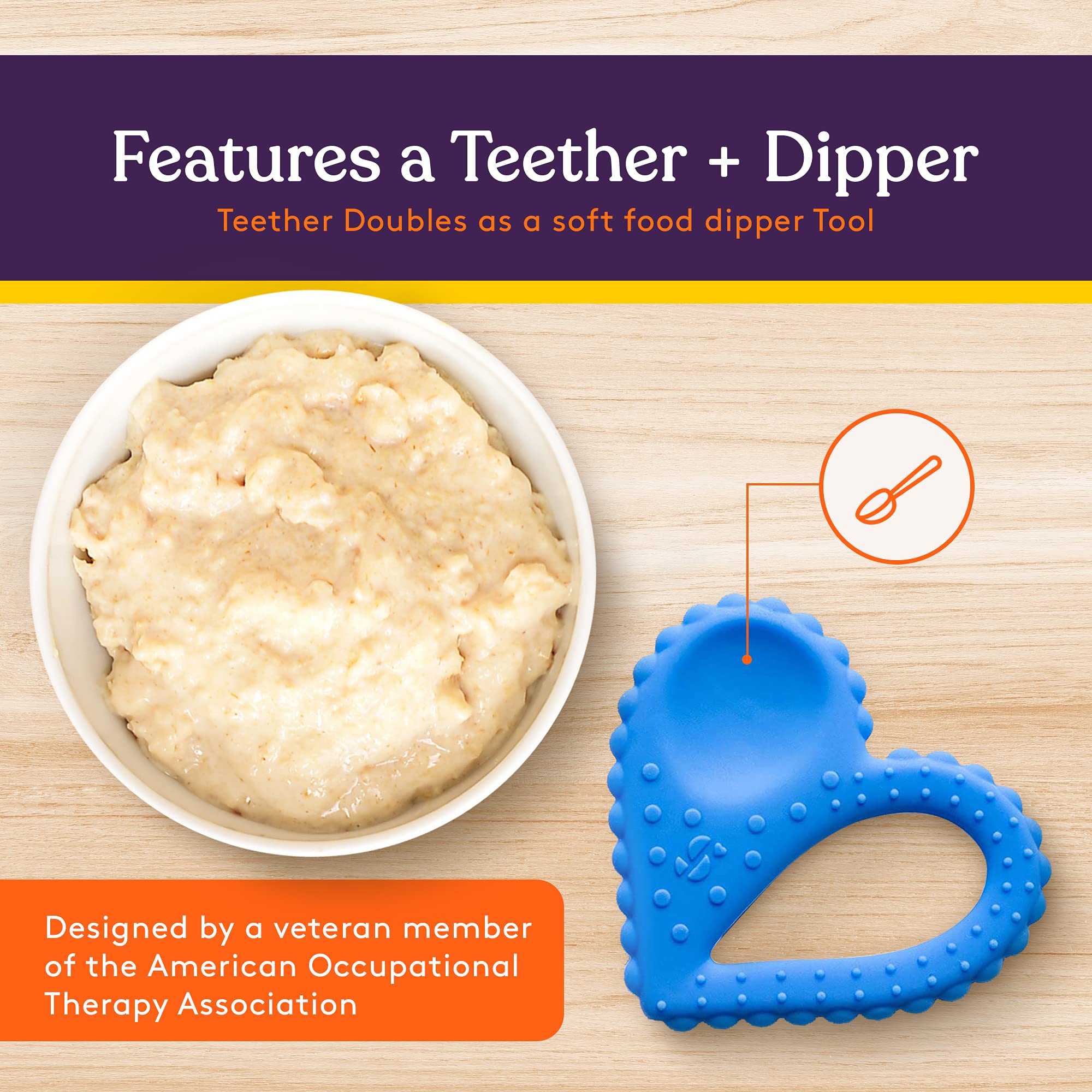 Special Supplies Teether Heart Spoon ergonomic handle designed for small hands