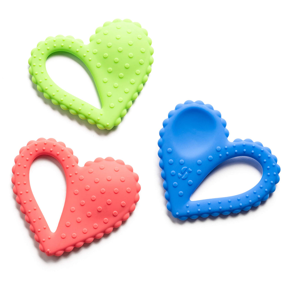 Special Supplies Teether Heart Spoon close-up showing sensory bumps for teething and exploration