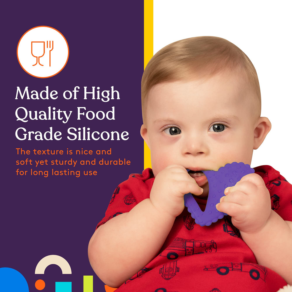 Special Supplies Teether Heart Spoon flat flexible end supports self-feeding and chewing