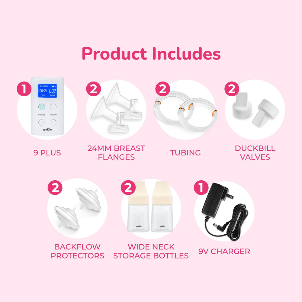 Spectra 9 Plus back view highlights portability for discreet pumping anywhere.