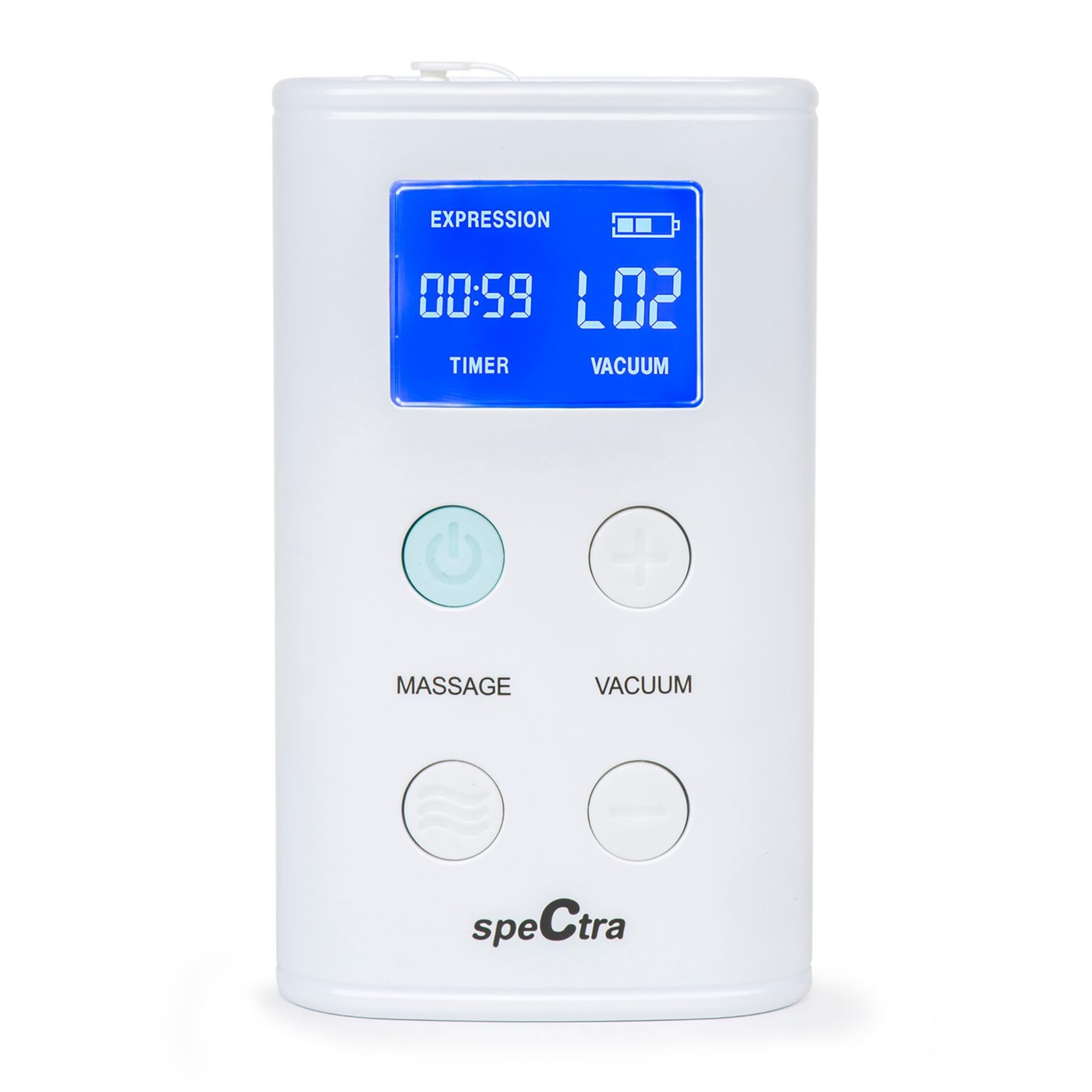 Spectra 9 Plus front view pump demonstrates travel-friendly compact design for on-the-go feeding.