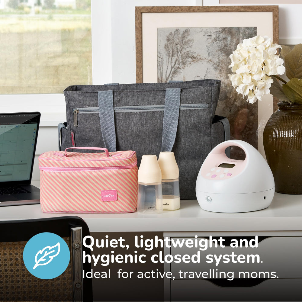 Spectra S2 Plus whisper-quiet motor enables discreet pumping.