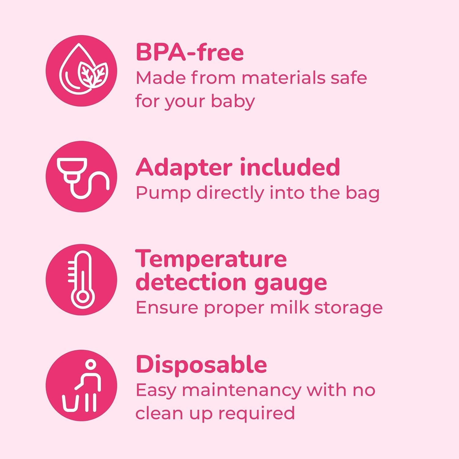 Spectra milk bag with temperature sensor aids quick milk handling checks.