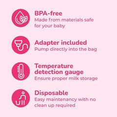 Spectra milk bag with temperature sensor aids quick milk handling checks.