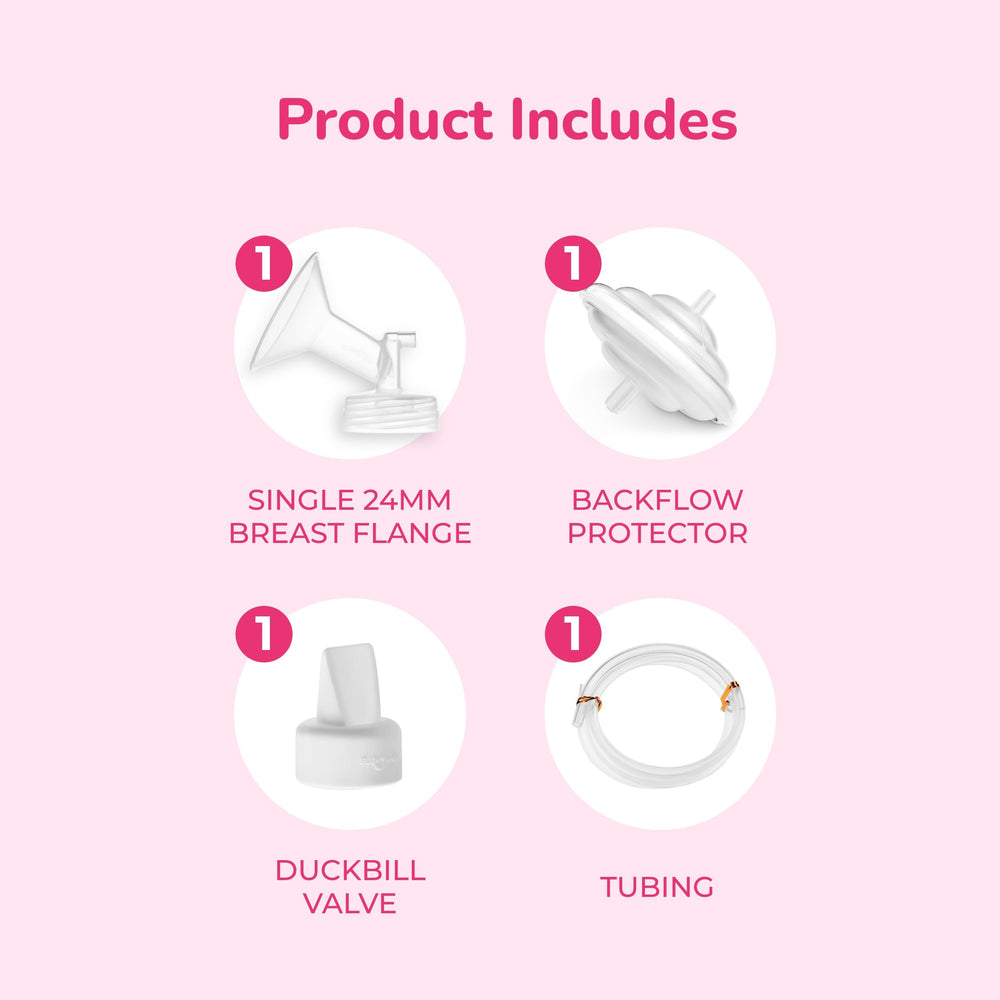 Spectra Wide Breast Shield Set 24mm easy-clean design speeds post-use cleanup.