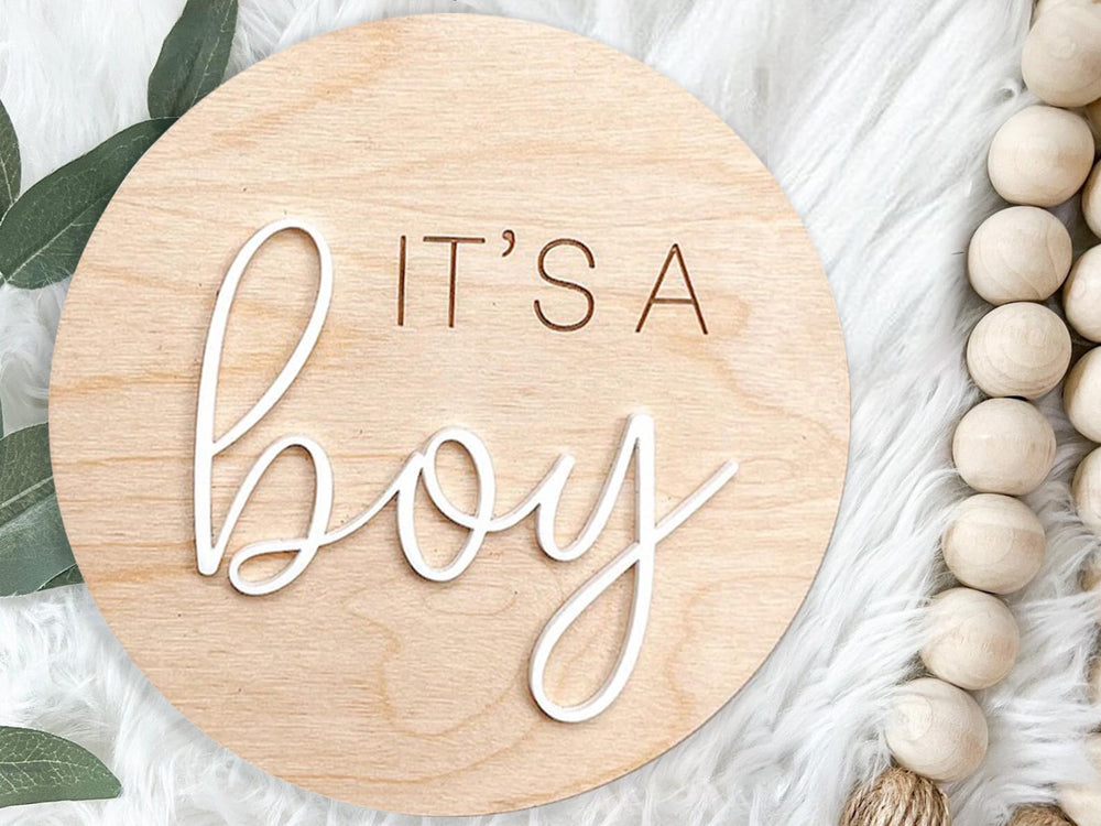 Spelable boho gender reveal decor photography prop for stylish shoots