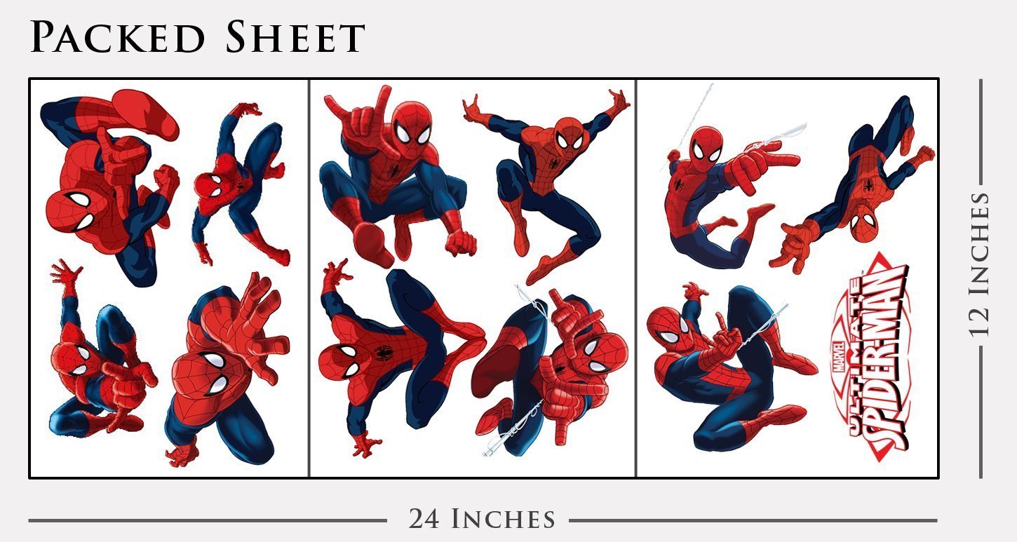 Spiderman kids room wall decor set enables creative, repositionable layouts.