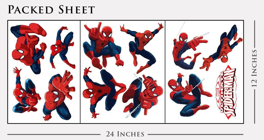 Spiderman kids room wall decor set enables creative, repositionable layouts.