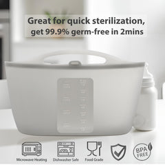 Spidfee bag storing breast pump parts for quick sterilization