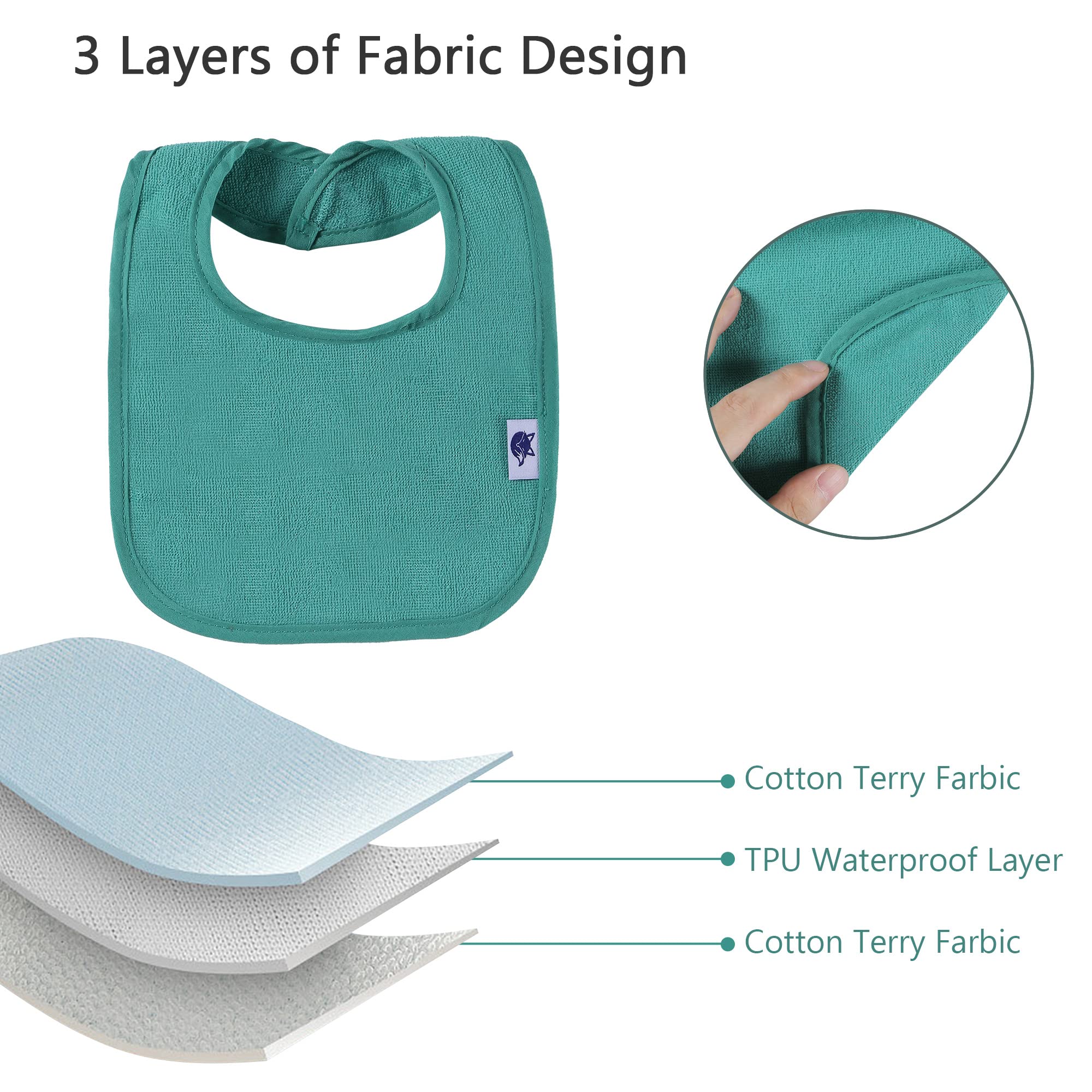 SPINFOX Velcro-fastened bib stays securely on during messy feedings.