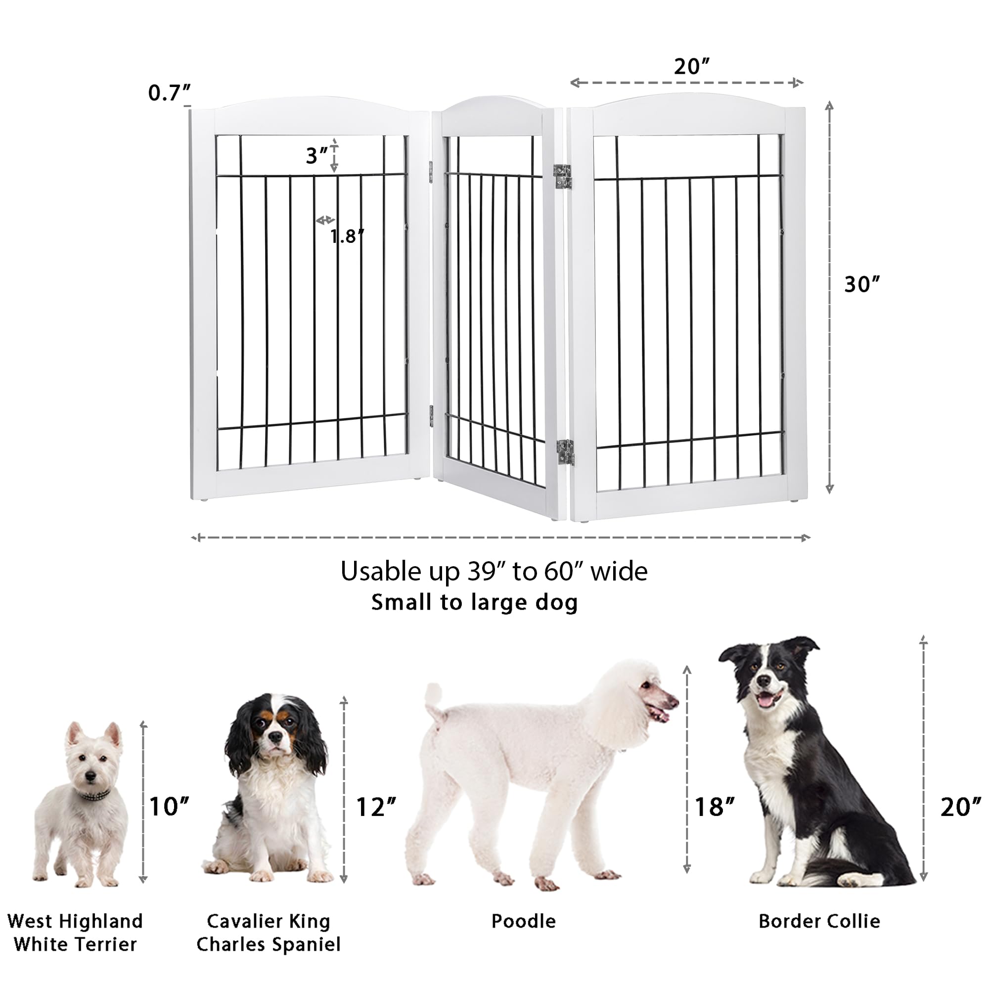 Spirich 30-inch-tall freestanding gate providing a tall barrier for larger pets.