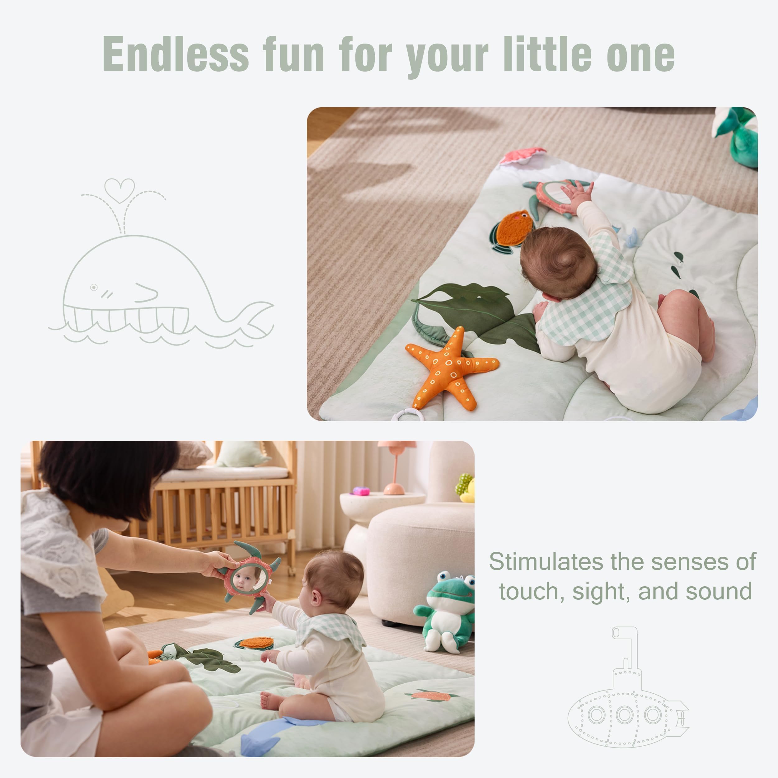 Spirich starfish jingle provides engaging sound for babies.